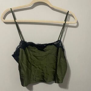 NWOT! Victoria’s Secret Olive Satin Camisole with Lace